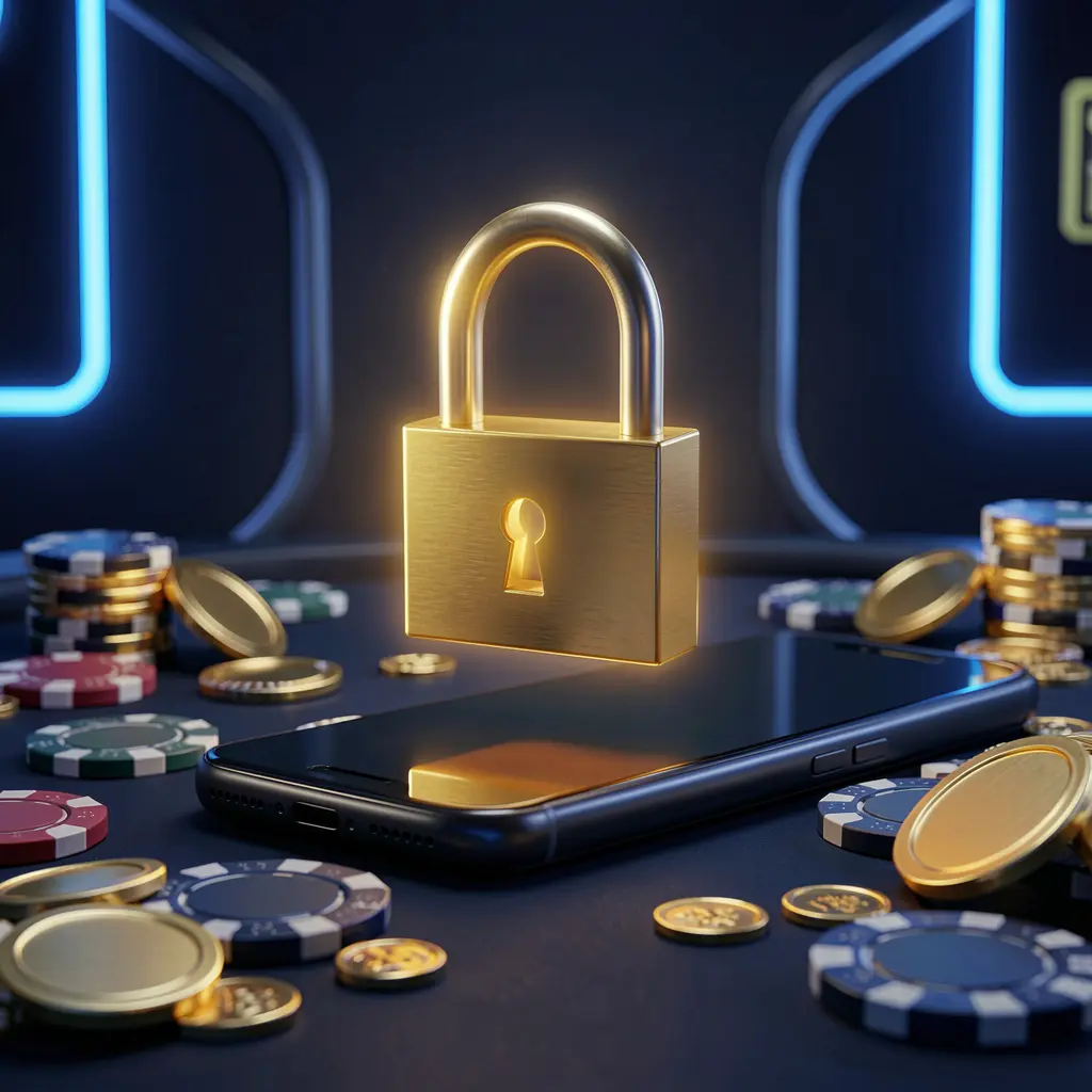 Gambar keamanan masuk kasino CK798 menampilkan gembok bercahaya yang melayang di atas ponsel pintar dengan koin emas dan chip yang tersebar di sekelilingnya pada latar belakang neon biru gelap Gambar keamanan masuk kasino CK798 menampilkan gembok bercahaya yang melayang di atas ponsel pintar dengan koin emas dan chip yang tersebar di sekelilingnya pada latar belakang neon biru gelap